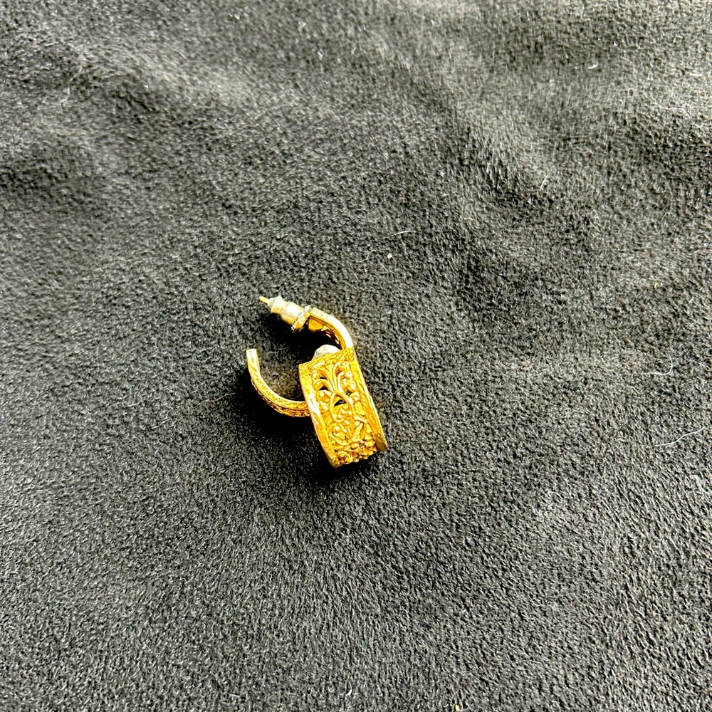 Gold-Tone Textured Hoop Earring